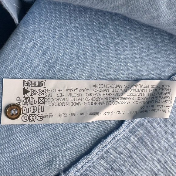 ZARA Linen Top Long Sleeve Button-Up Shirt Light Blue Size XS - Picture 3 of 9